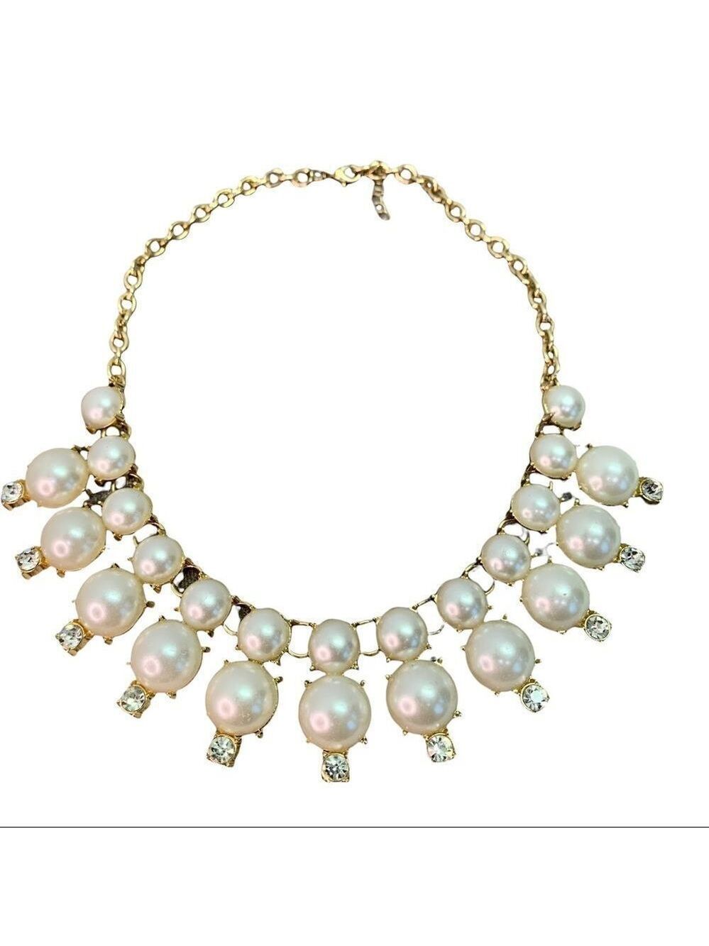 𝅺FAUX pearl gold rhinestone costume jewelry necklace